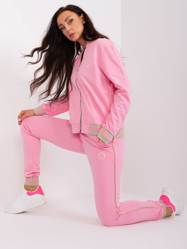 Fashionhunters Pink women's tracksuit with trousers
