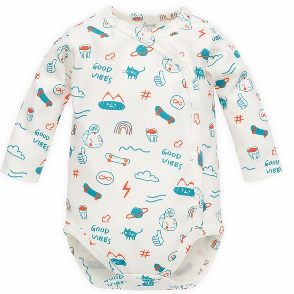 Pinokio Pinokio Kids's Orange Flip Bodysuit Buttoned Longsleeve