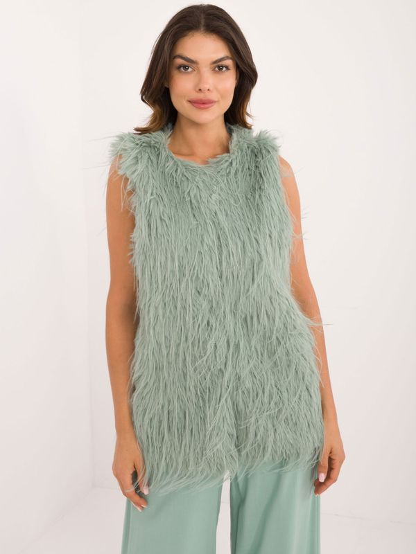 Fashionhunters Pistachio fur vest with lining