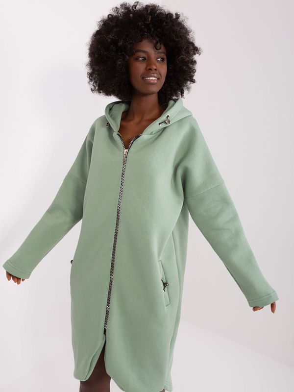 Fashionhunters Pistachio Oversize Zip-Up Hoodie