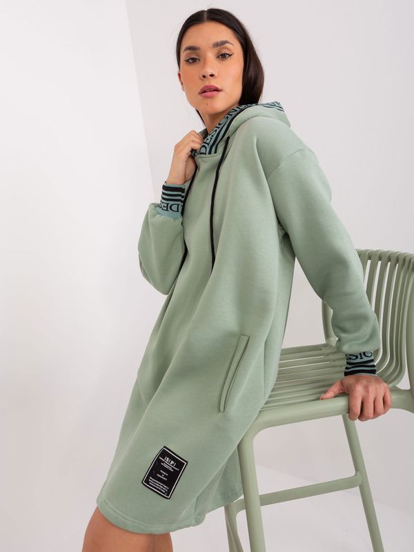 Fashionhunters Pistachio sweatshirt dress with pockets