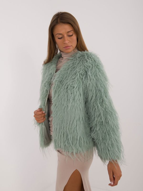 Fashionhunters Pistachio women's fur jacket with lining