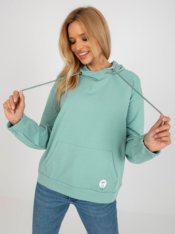 Fashionhunters Pistachio Women's Patch Kangaroo Sweatshirt