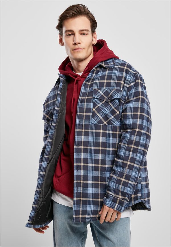 Urban Classics Plaid quilted shirt jacket light blue/navy blue