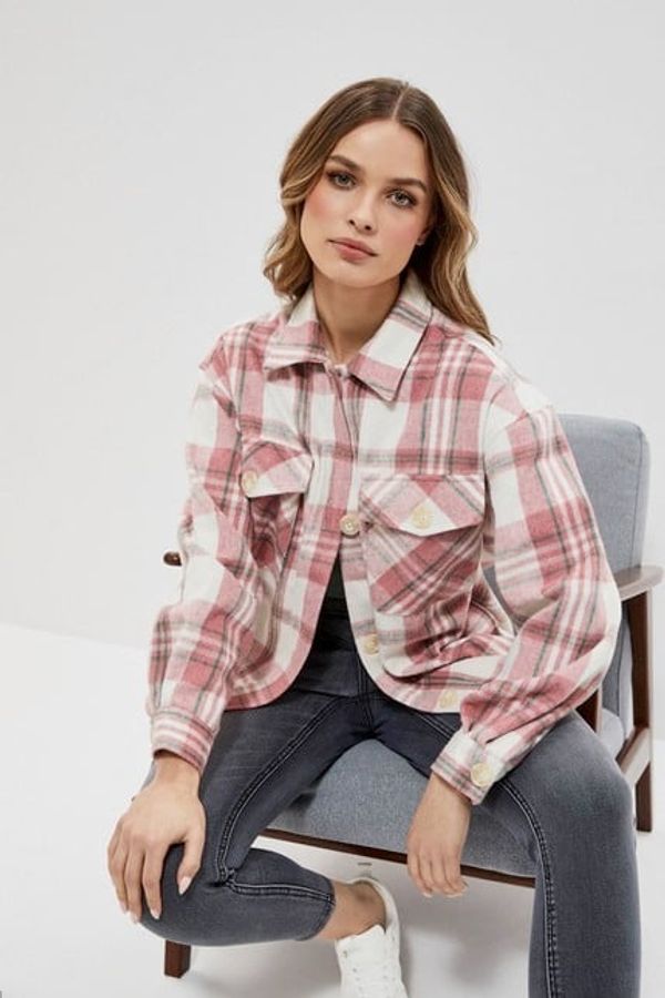 Moodo Plaid shirt jacket - pink