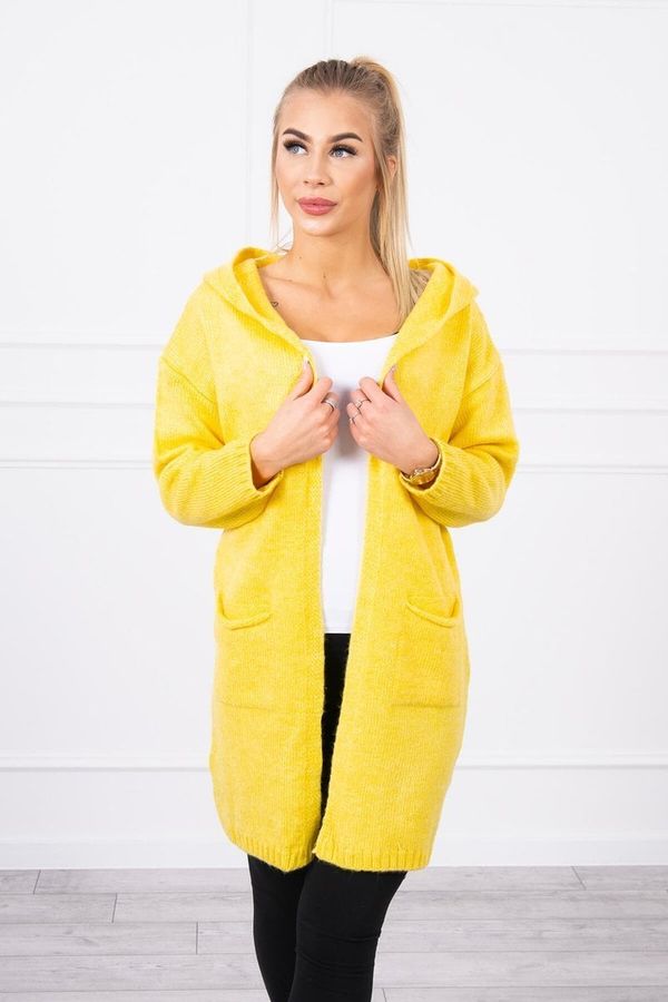 Kesi Plain sweater with hood and mustard pockets