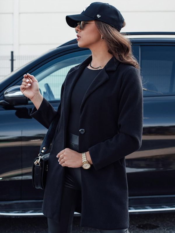 DStreet Płaszcz damski LUGI zapinany na guzik czarny Dstreet