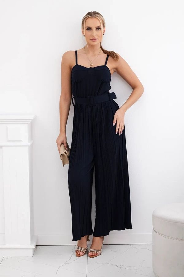 Kesi Pleated jumpsuit with straps navy blue