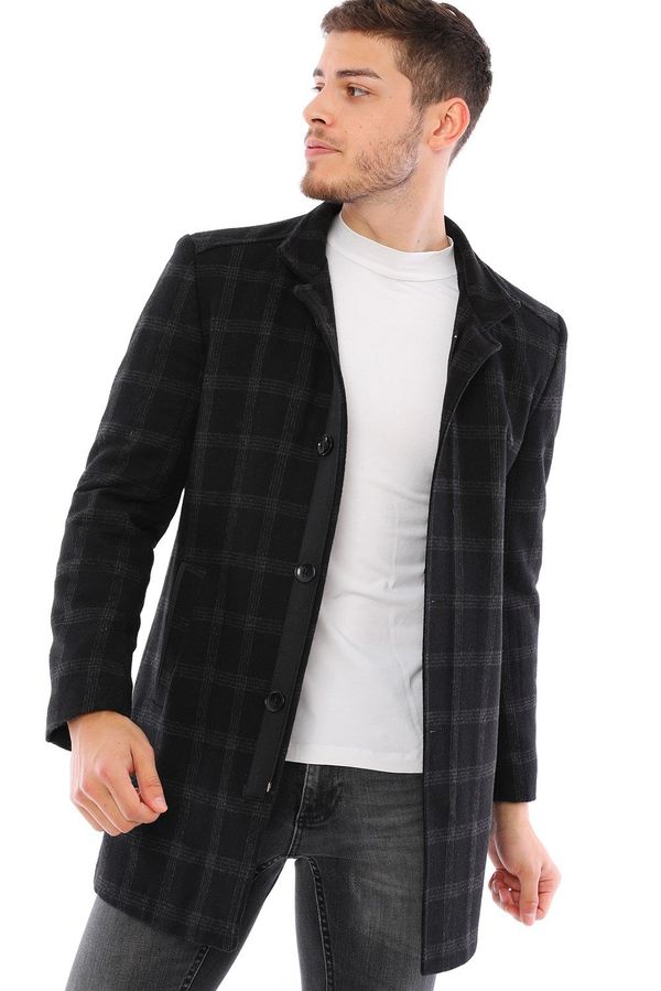 dewberry PLT8327 DEWBERRY MEN'S COAT-PATTERNED BLACK