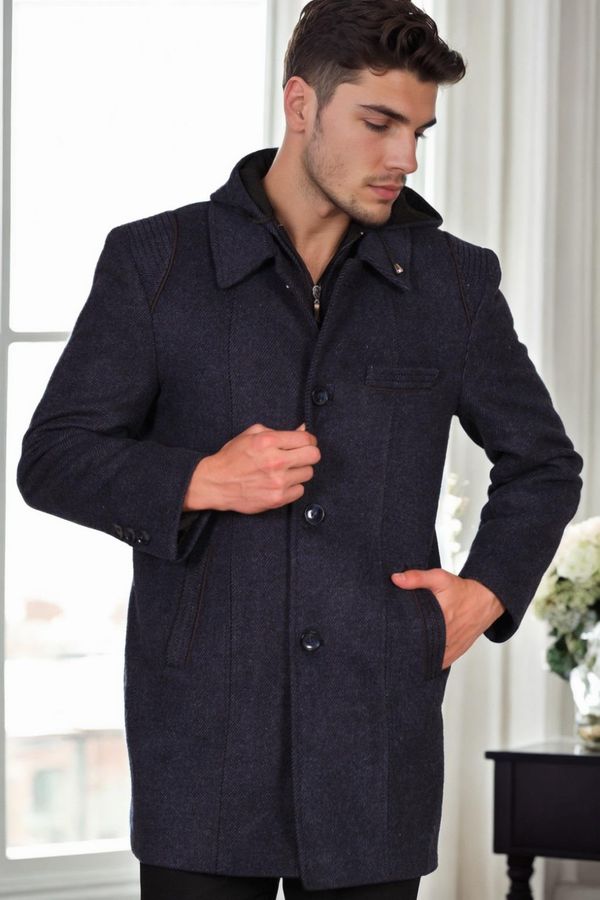 dewberry PLT8335 DEWBERRY MEN'S COAT-DIAGONAL BLACK-BLUE-2