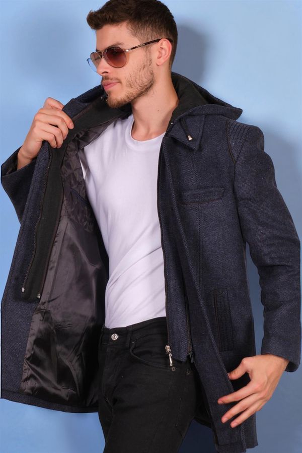 dewberry PLT8335 DEWBERRY MEN'S COAT-DIAGONAL BLUE-BLACK