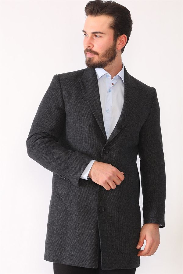 dewberry PLT8390 DEWBERRY MEN'S COAT-PATTERNED ANTHRACITE