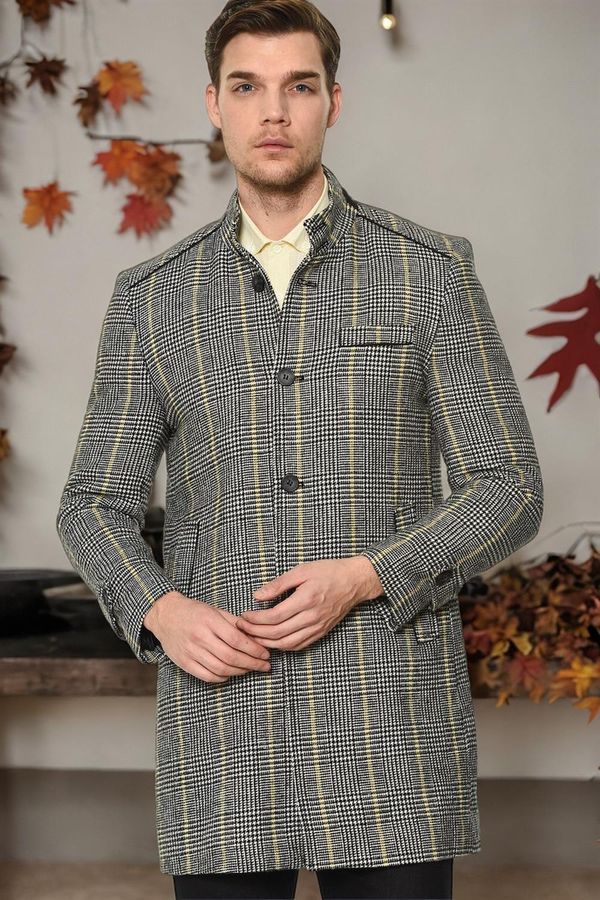 dewberry PLT8391 DEWBERRY MEN'S COAT-PLAID GREY