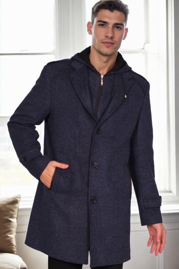 dewberry PLT8401 DEWBERRY MEN'S COAT-PATTERNED NAVY BLUE 2