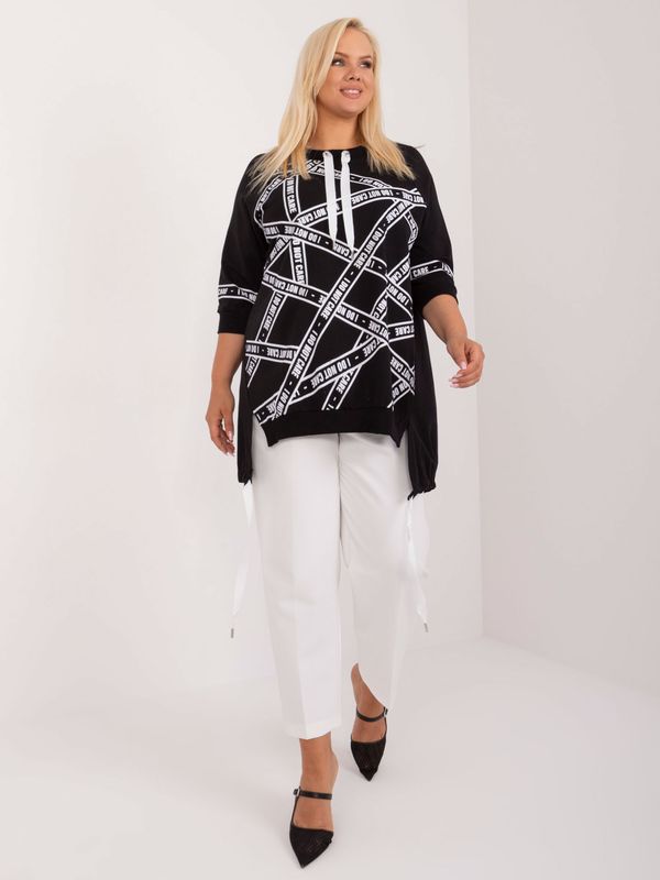 Fashionhunters Plus size black long blouse with 3/4 sleeves
