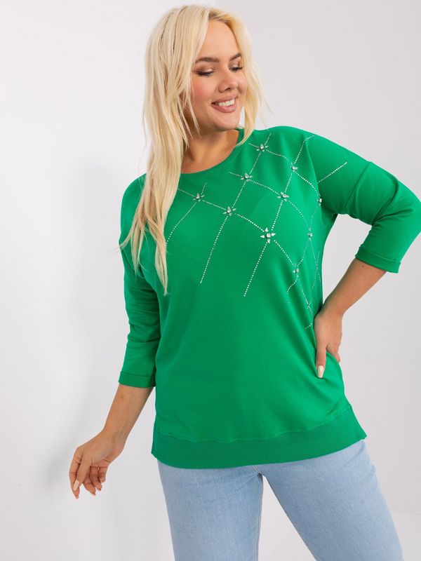 Fashionhunters Plus size green cotton blouse