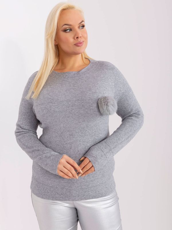 Fashionhunters Plus size grey casual knit sweater