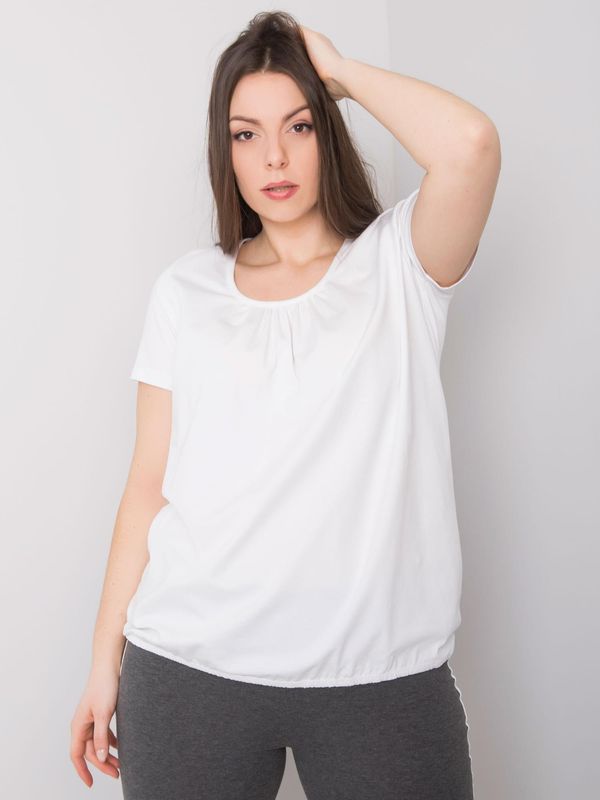 Fashionhunters Plus size white cotton blouse