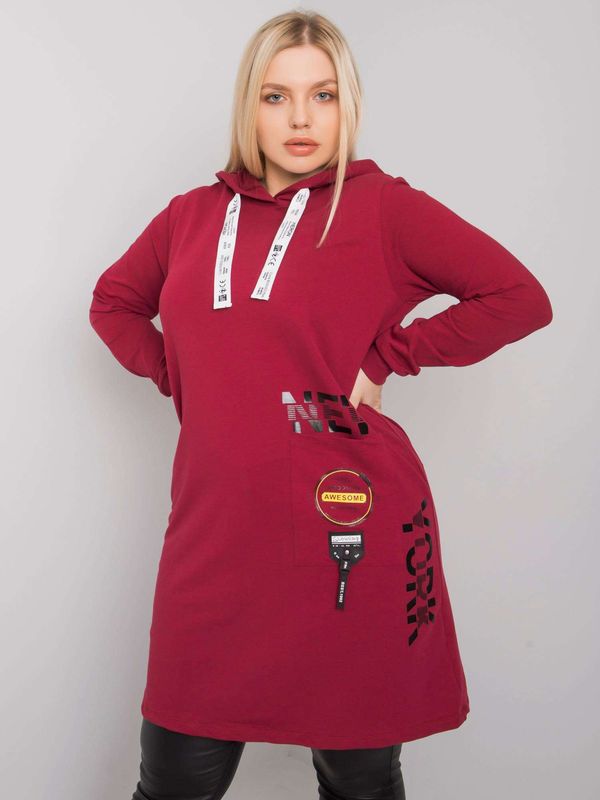 Fashionhunters Plus the size of a burgundy cotton tunic