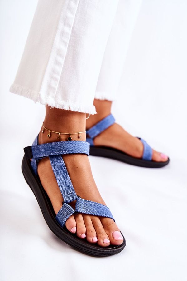 PM1 PM1 Classic Women's Sandals With Velcro Blue Kalla