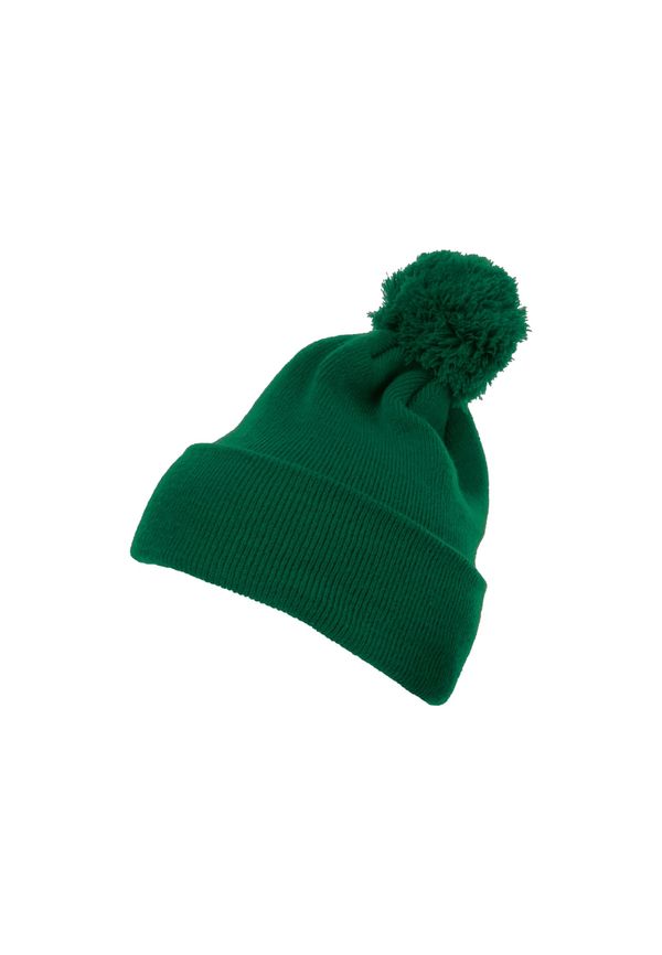 Flexfit Pom Pom Knit hat with cuff spruce green