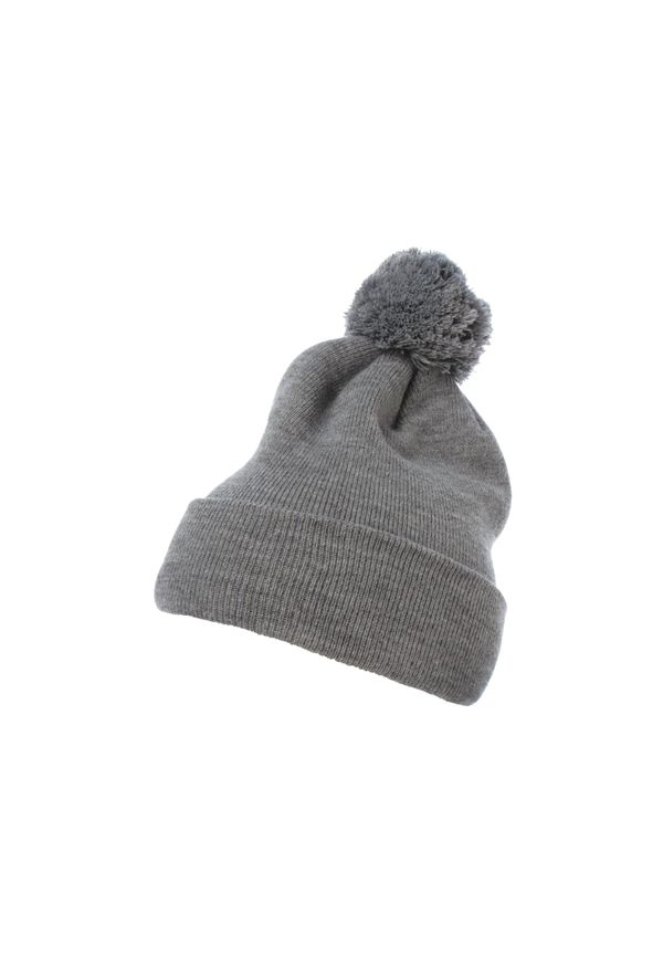 Flexfit Pom Pom Knit hat with heather gray cuff