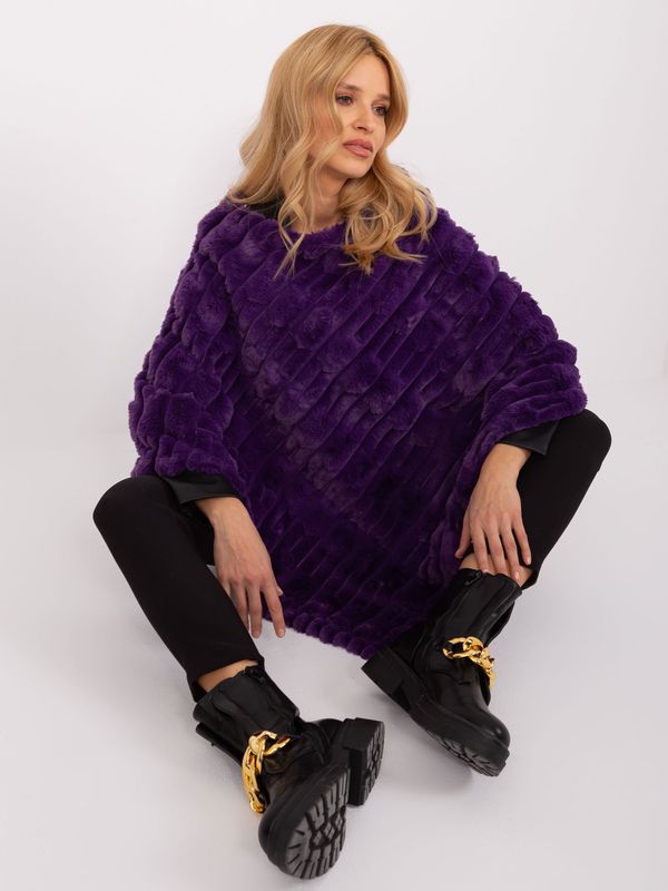 Wool Fashion Italia Poncho-AT-PN-2347.68-dark purple