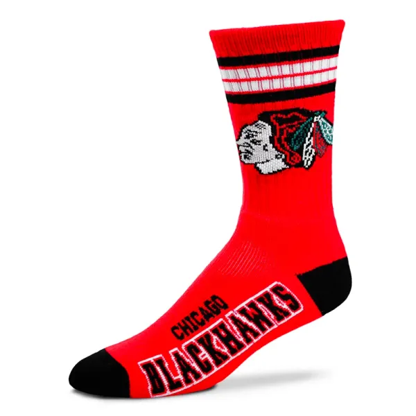 For Bare Feet Ponožky FBF 4 Stripes Crew NHL Chicago Blackhawks, EUR 43-48