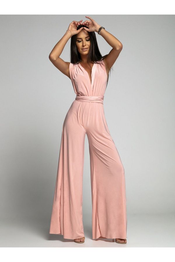 FASARDI Powder-coloured jumpsuit tied in several ways