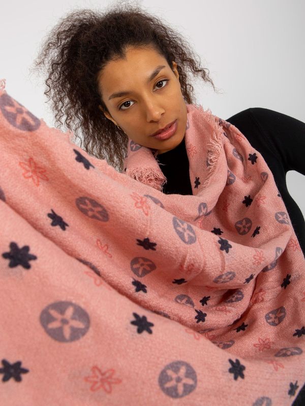 Fashionhunters Powdery pink women's scarf with print