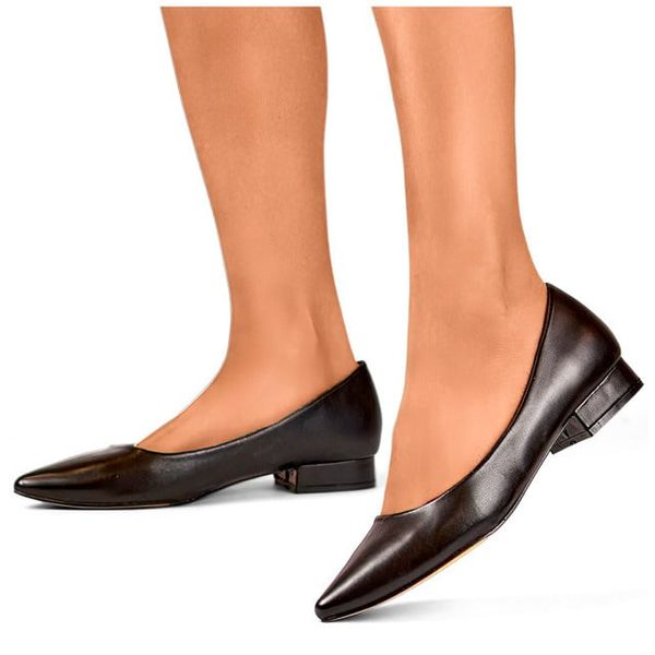 primohurt primohurt Black classic shoes with a leather insole, women's pointed-toe pumps with a low heel