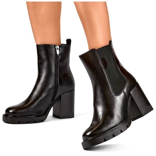 primohurt primohurt Black eco-leather boots, women's insulated high-heeled boots