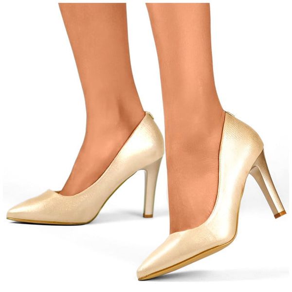 primohurt primohurt Women's gold pumps with a comfortable heel, elegant gold women's shoes