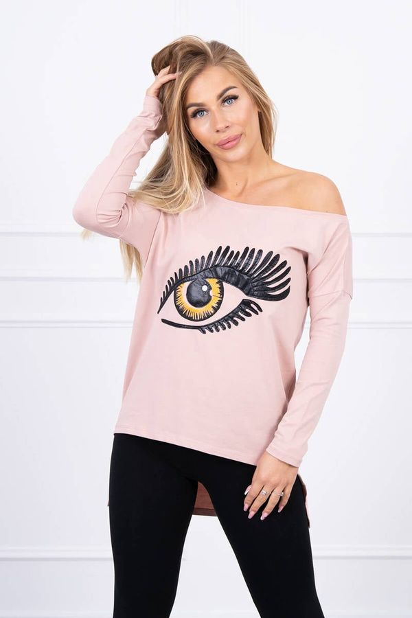 Kesi Printed blouse with longer back dark powder pink