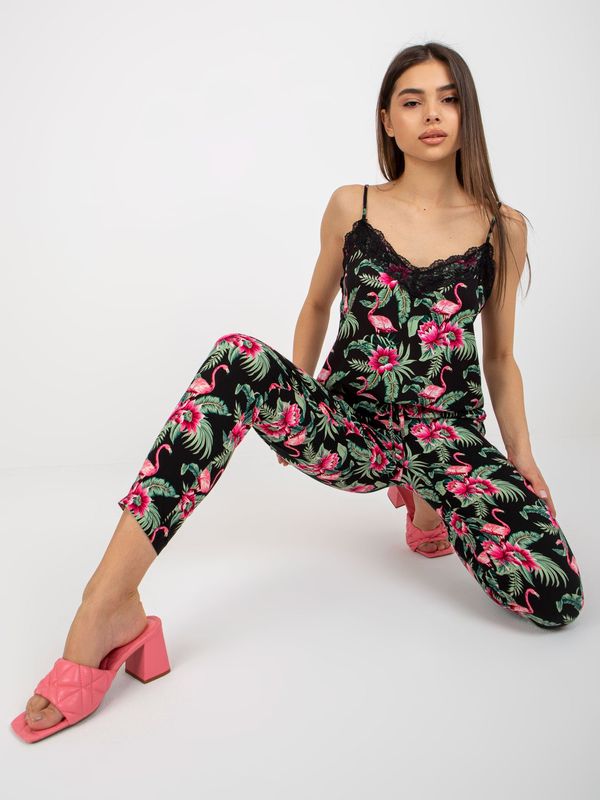 Fashionhunters Printed fabric trousers with SUBLEVEL bindings