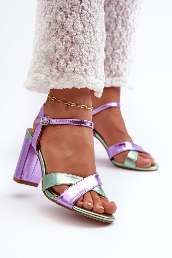 PS1 PS1 Eco Leather Sandals with Chunky Heel Purple Abilica