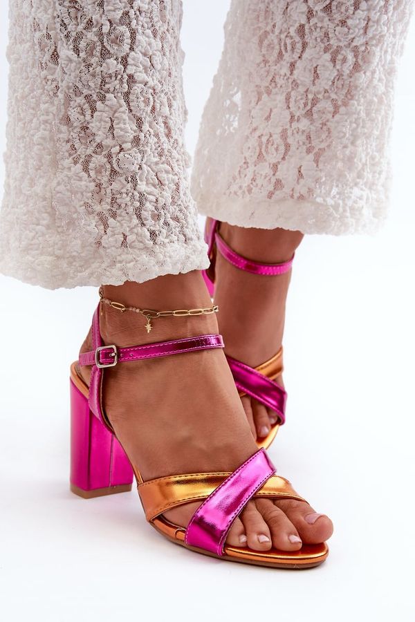 PS1 PS1 Eco Leather Sandals with High Block Heel Fuchsia Abilica