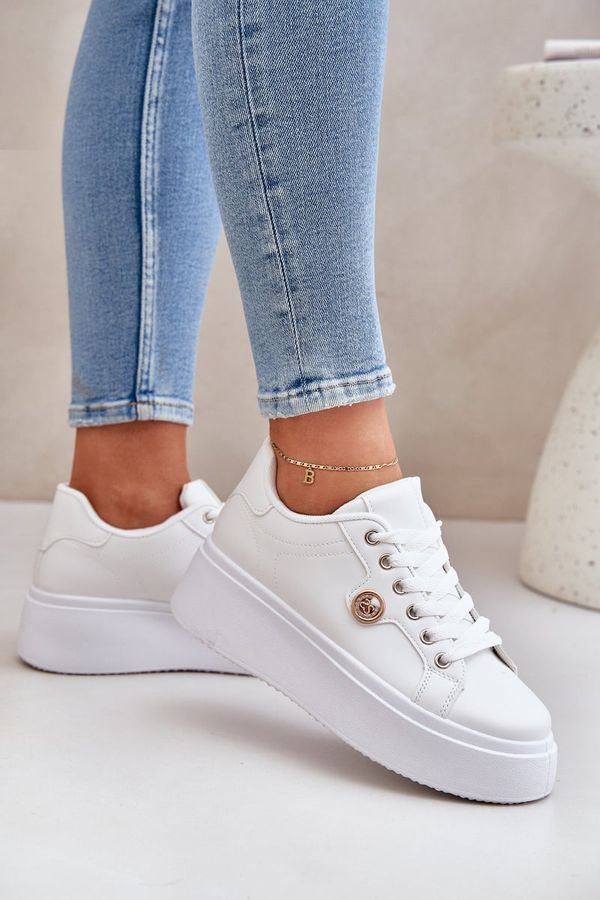 PS1 PS1 Eco Leather Sneakers On Platform With Golden Detail White Zingie