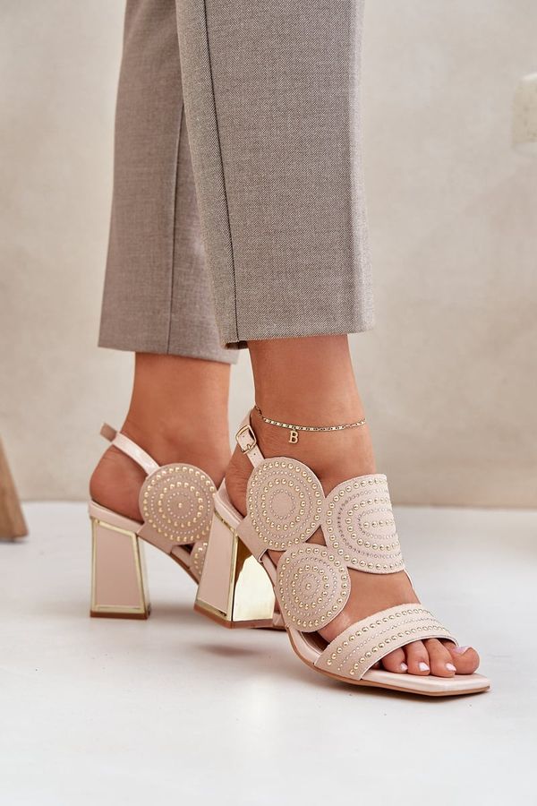 PS1 PS1 Embellished sandals on a heel beige Delariona