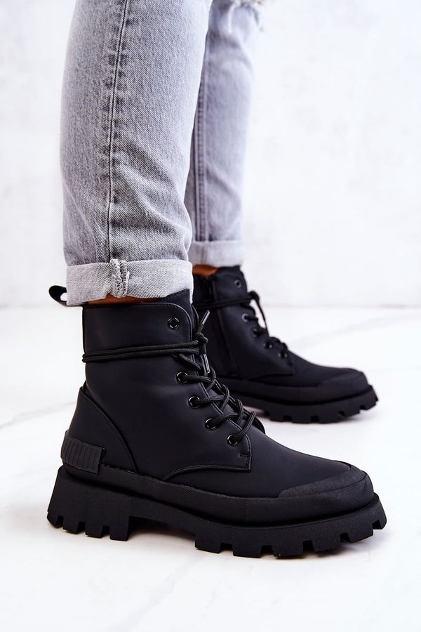 PS1 PS1 Leather Tiered Boots Black Racquell