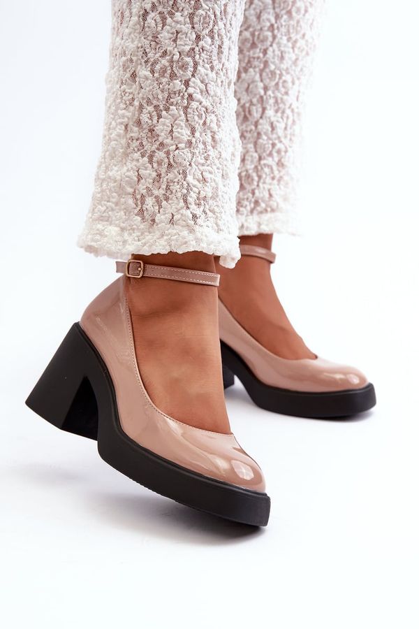 PS1 PS1 Suede Chunky Heels Platform Pumps Beige Diame