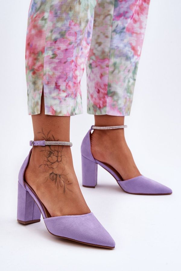 PS1 PS1 Suede Pumps with Rhinestones Violet Diamond