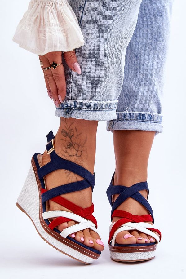 PS1 PS1 Wedge Sandals With Straps navy blue Ellen