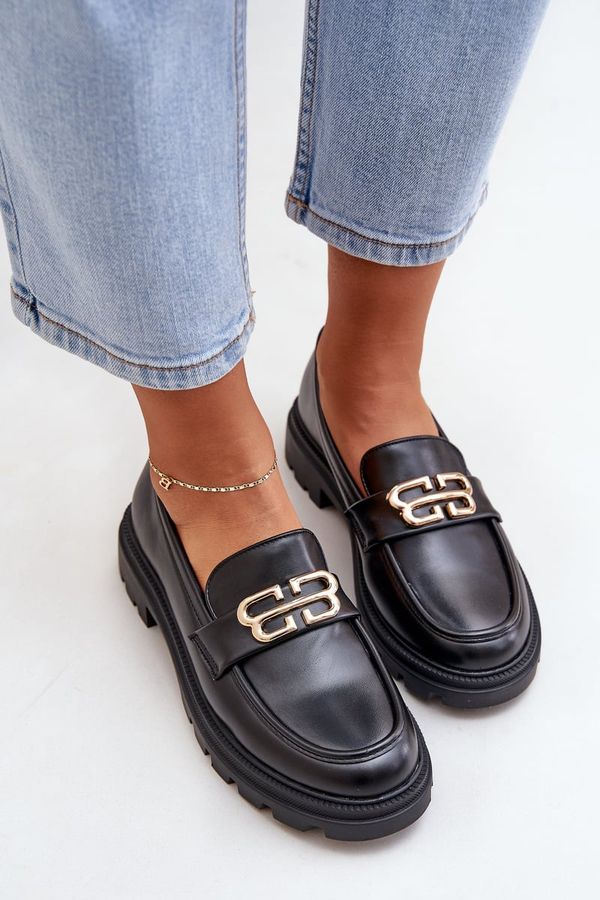 PS1 PS1 Women Moccasins With Golden Detail Black Trionna