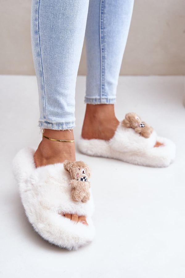 PS1 PS1 Women's Furry Slippers With Bear White Romania