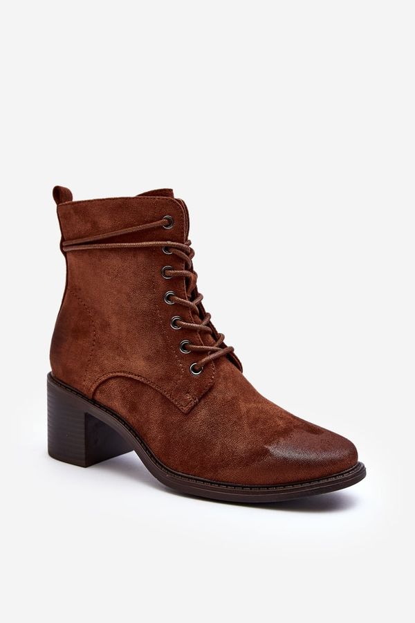 PS1 PS1 Women's Low Heel Lace-Up Ankle Boots Brown Serellia