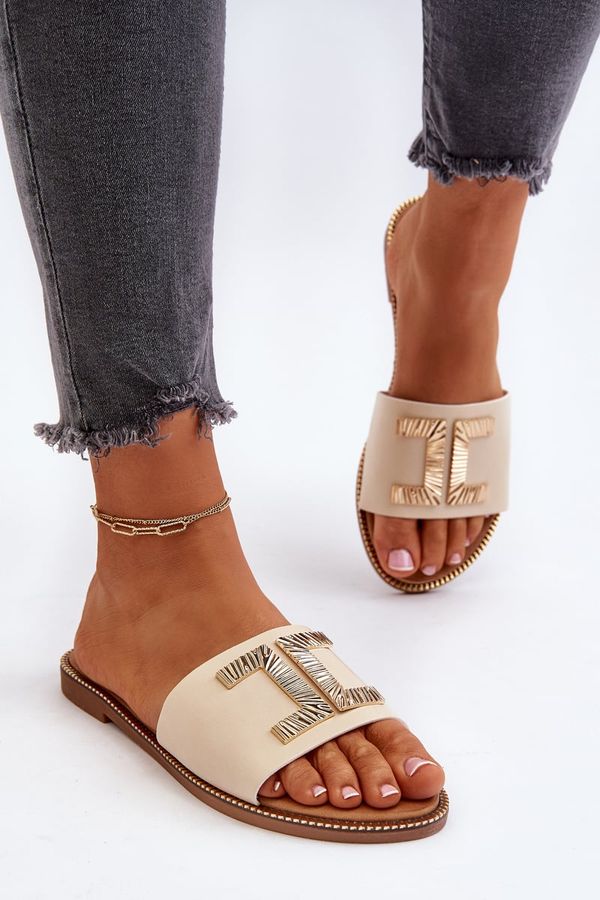 PS1 PS1 Women's Slippers with Beige Ornament Ollavia