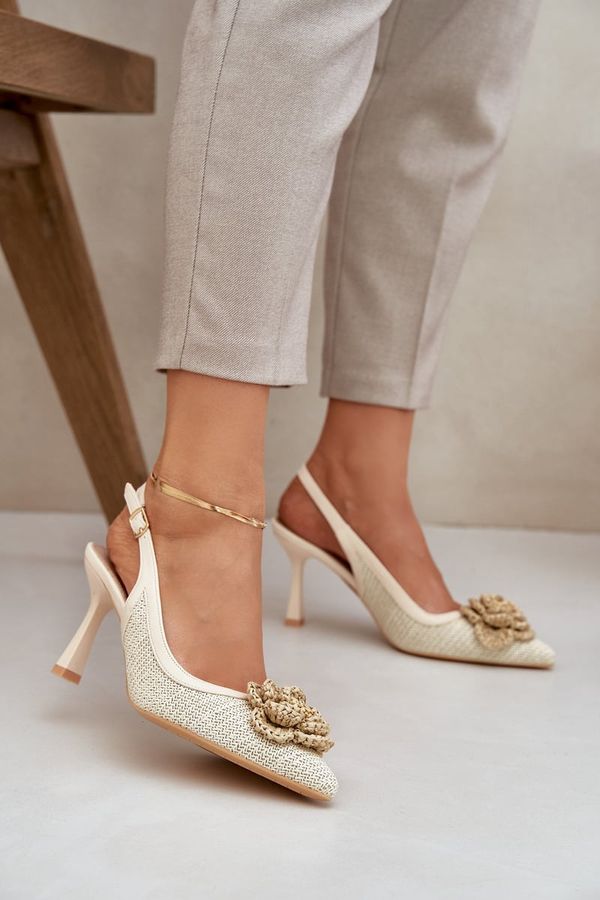 PS1 PS1 Woven Heels With Open Back Beige Lanithra