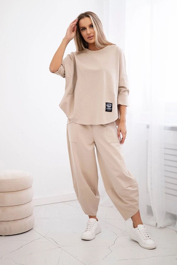 Kesi Punto Milano winter sweatshirt + pants beige set