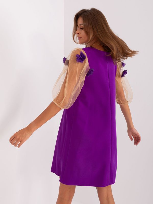 Fashionhunters Purple and camel cocktail dress up to the knees